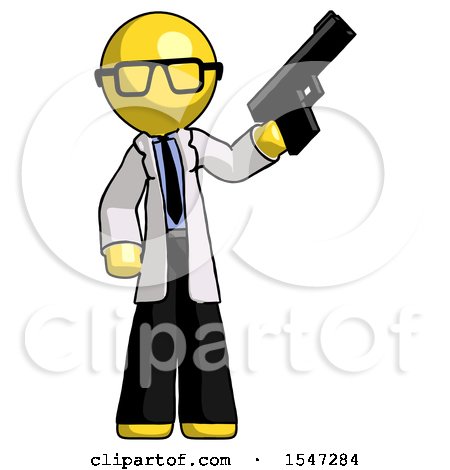 Yellow Doctor Scientist Man Holding Handgun by Leo Blanchette