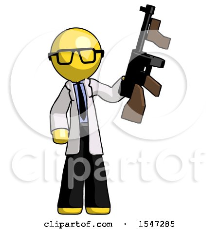 Yellow Doctor Scientist Man Holding Tommygun by Leo Blanchette