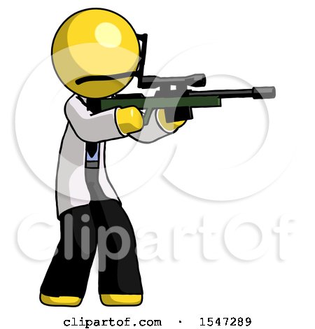 Yellow Doctor Scientist Man Shooting Sniper Rifle by Leo Blanchette