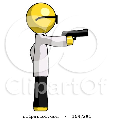 Yellow Doctor Scientist Man Firing a Handgun by Leo Blanchette