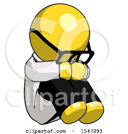 Yellow Doctor Scientist Man Sitting with Head down Facing Angle Right by Leo Blanchette