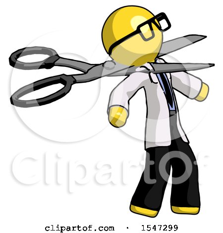 Yellow Doctor Scientist Man Scissor Beheading Office Worker Execution by Leo Blanchette