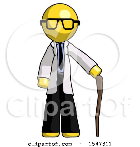 Yellow Doctor Scientist Man Standing with Hiking Stick by Leo Blanchette