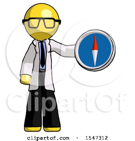 Yellow Doctor Scientist Man Holding a Large Compass by Leo Blanchette