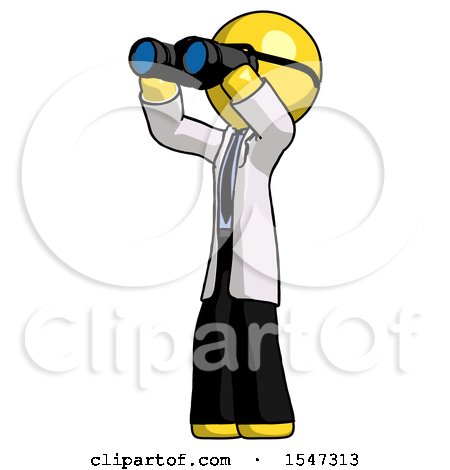 Yellow Doctor Scientist Man Looking Through Binoculars to the Left by Leo Blanchette