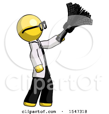Yellow Doctor Scientist Man Dusting with Feather Duster Upwards by Leo Blanchette