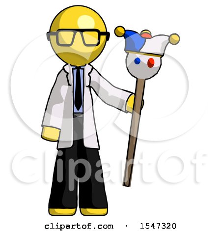 Yellow Doctor Scientist Man Holding Jester Staff by Leo Blanchette