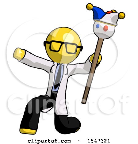 Yellow Doctor Scientist Man Holding Jester Staff Posing Charismatically by Leo Blanchette