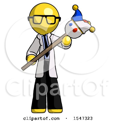 Yellow Doctor Scientist Man Holding Jester Diagonally by Leo Blanchette