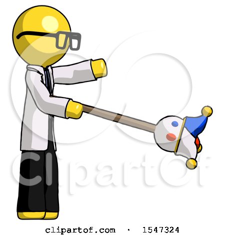 Yellow Doctor Scientist Man Holding Jesterstaff - I Dub Thee Foolish Concept by Leo Blanchette
