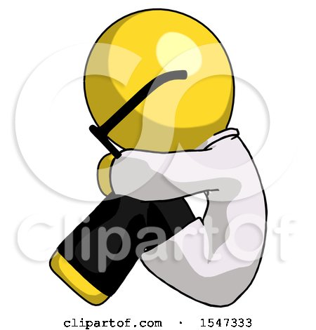 Yellow Doctor Scientist Man Sitting with Head down Facing Sideways Left by Leo Blanchette