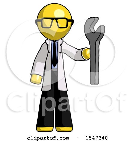 Yellow Doctor Scientist Man Holding Wrench Ready to Repair or Work by Leo Blanchette