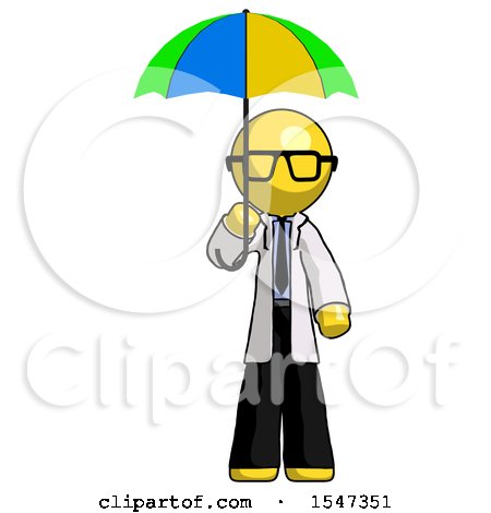Yellow Doctor Scientist Man Holding Umbrella Rainbow Colored by Leo Blanchette
