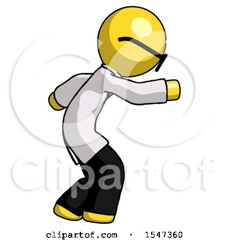 Yellow Doctor Scientist Man Sneaking While Reaching for Something by Leo Blanchette