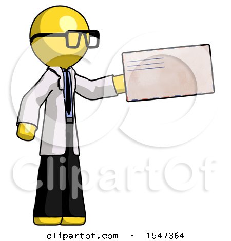 Yellow Doctor Scientist Man Holding Large Envelope by Leo Blanchette