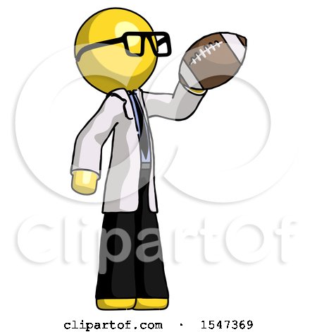Yellow Doctor Scientist Man Holding Football up by Leo Blanchette