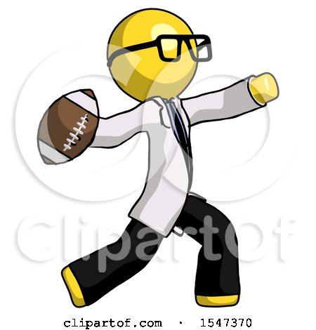 Yellow Doctor Scientist Man Throwing Football by Leo Blanchette