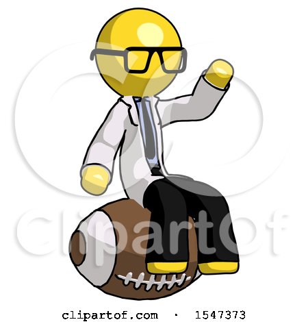 Yellow Doctor Scientist Man Sitting on Giant Football by Leo Blanchette