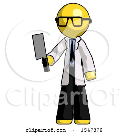 Yellow Doctor Scientist Man Holding Meat Cleaver by Leo Blanchette
