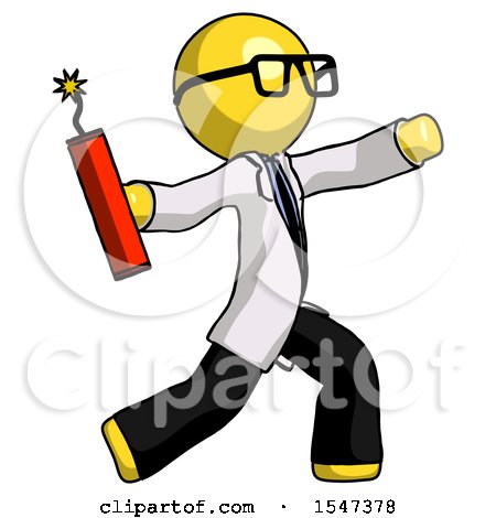 Yellow Doctor Scientist Man Throwing Dynamite by Leo Blanchette