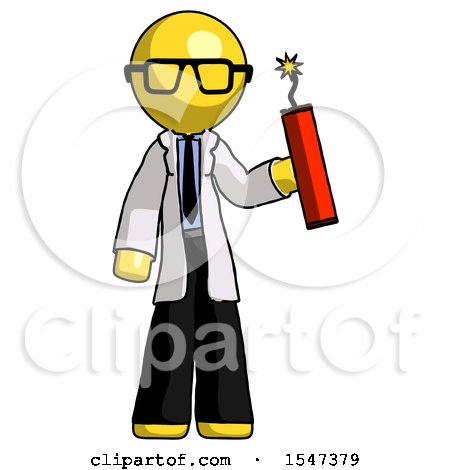 Yellow Doctor Scientist Man Holding Dynamite with Fuse Lit by Leo Blanchette