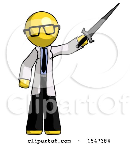 Yellow Doctor Scientist Man Holding Sword in the Air Victoriously by Leo Blanchette