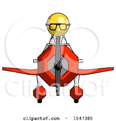 Yellow Doctor Scientist Man in Geebee Stunt Plane Front View by Leo Blanchette