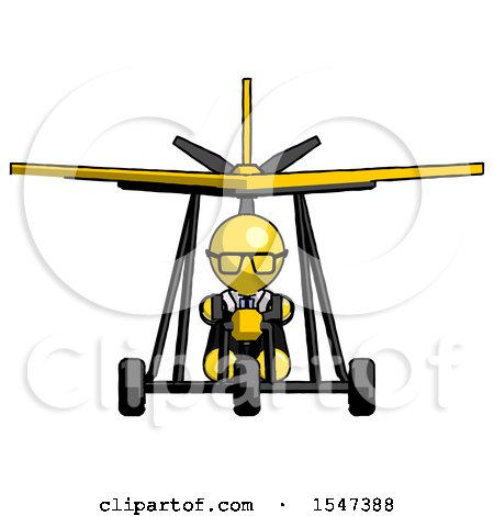 Yellow Doctor Scientist Man in Ultralight Aircraft Front View by Leo Blanchette