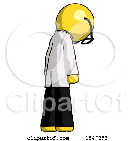 Yellow Doctor Scientist Man Depressed with Head Down, Back to Viewer, Right by Leo Blanchette