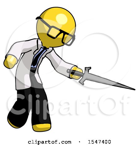 Yellow Doctor Scientist Man Sword Pose Stabbing or Jabbing by Leo Blanchette
