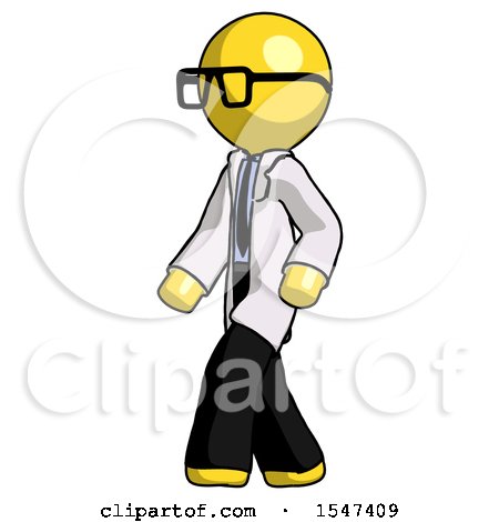 Yellow Doctor Scientist Man Man Walking Turned Left Front View by Leo Blanchette