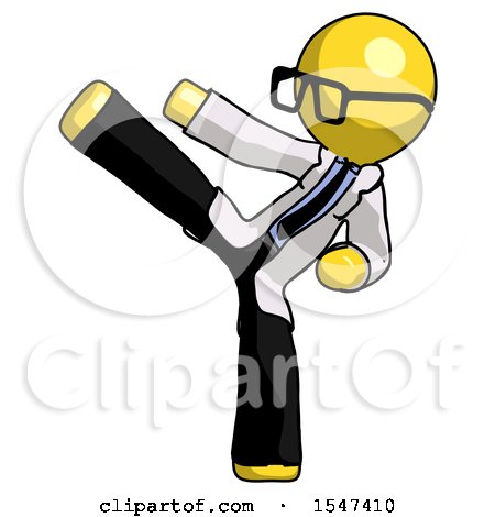 Yellow Doctor Scientist Man Ninja Kick Left by Leo Blanchette