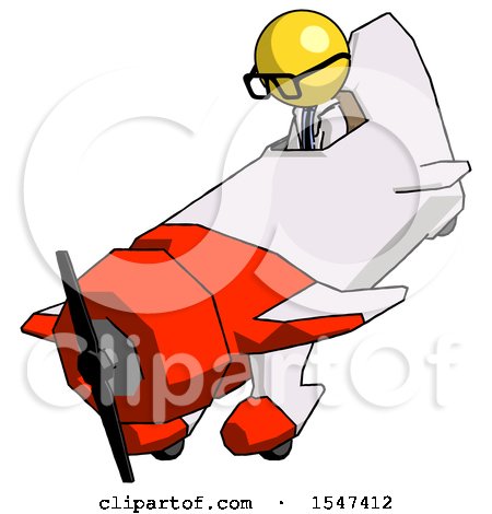 Yellow Doctor Scientist Man in Geebee Stunt Plane Descending View by Leo Blanchette