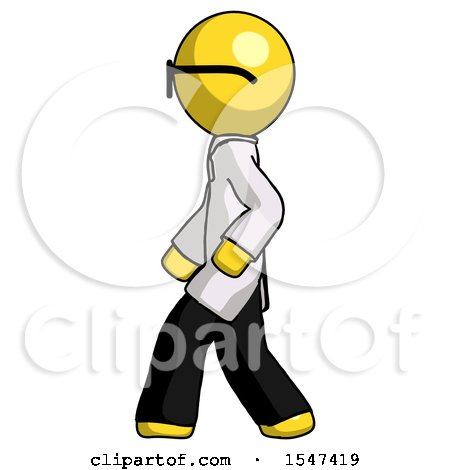 Yellow Doctor Scientist Man Walking Left Side View by Leo Blanchette