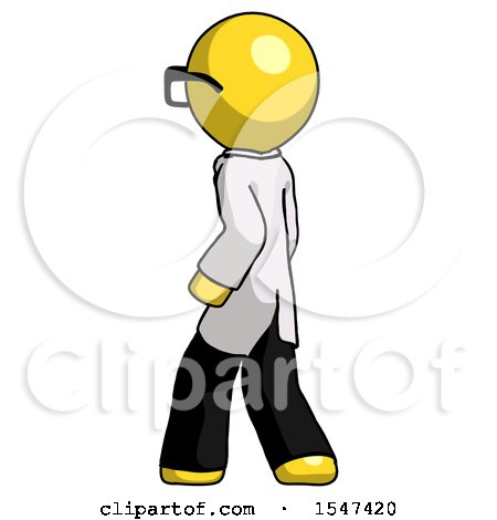 Yellow Doctor Scientist Man Walking Away Direction Left View by Leo Blanchette