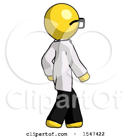 Yellow Doctor Scientist Man Walking Away Direction Right View by Leo Blanchette