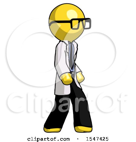Yellow Doctor Scientist Man Walking Turned Right Front View by Leo Blanchette