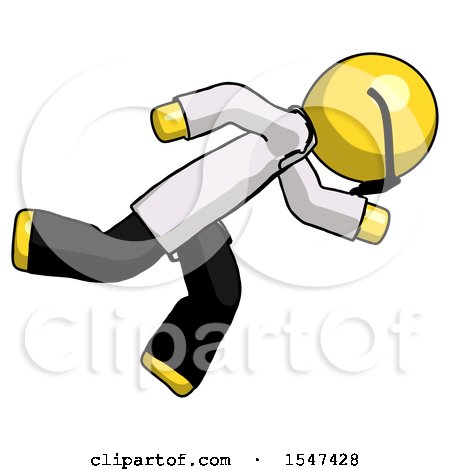 Yellow Doctor Scientist Man Running While Falling down by Leo Blanchette