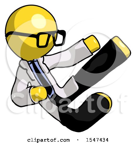 Yellow Doctor Scientist Man Flying Ninja Kick Right by Leo Blanchette
