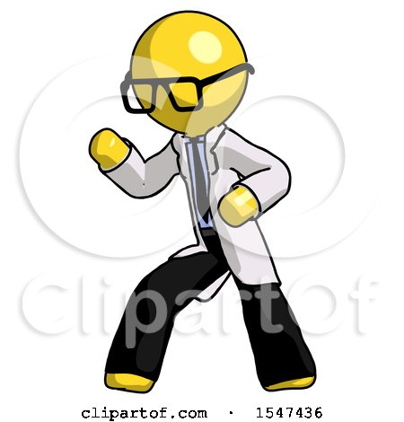 Yellow Doctor Scientist Man Martial Arts Defense Pose Left by Leo Blanchette