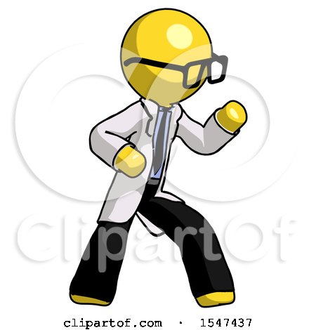 Yellow Doctor Scientist Man Martial Arts Defense Pose Right by Leo Blanchette