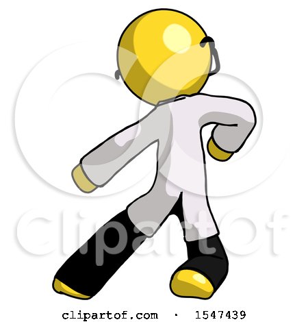 Yellow Doctor Scientist Man Karate Defense Pose Left by Leo Blanchette