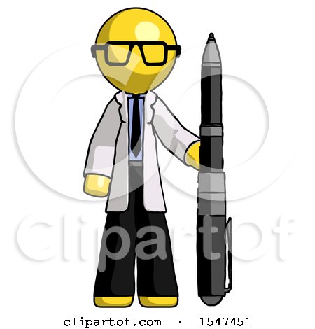Yellow Doctor Scientist Man Holding Large Pen by Leo Blanchette