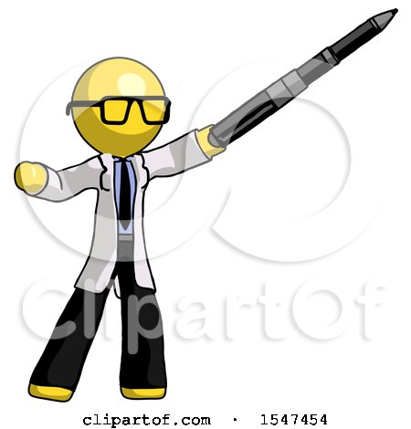 Yellow Doctor Scientist Man Demonstrating That Indeed the Pen Is Mightier by Leo Blanchette