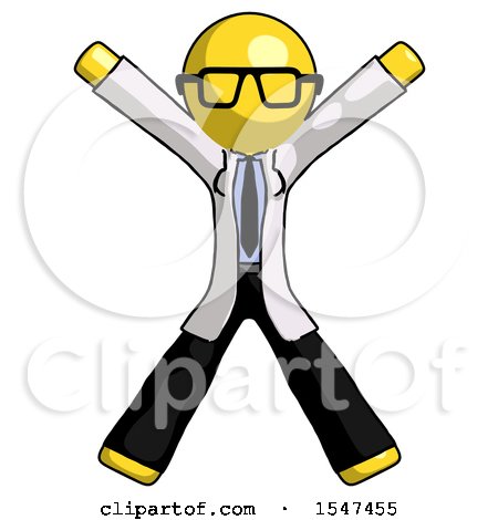 Yellow Doctor Scientist Man Jumping or Flailing by Leo Blanchette