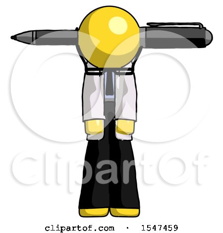 Yellow Doctor Scientist Man Head Impaled with Pen by Leo Blanchette