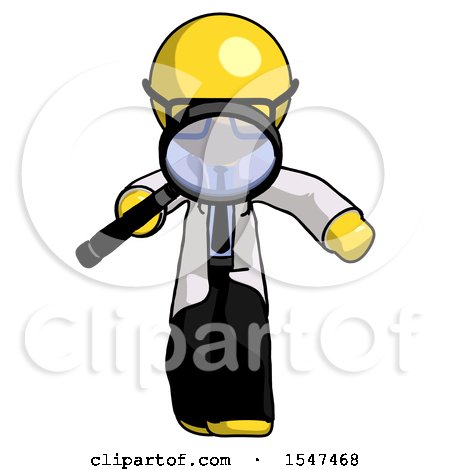 Yellow Doctor Scientist Man Looking down Through Magnifying Glass by Leo Blanchette