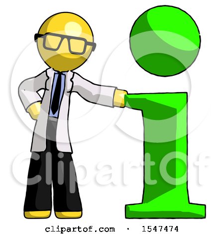 Yellow Doctor Scientist Man with Info Symbol Leaning up Against It by Leo Blanchette