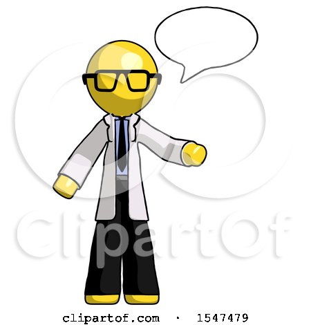 Yellow Doctor Scientist Man with Word Bubble Talking Chat Icon by Leo Blanchette