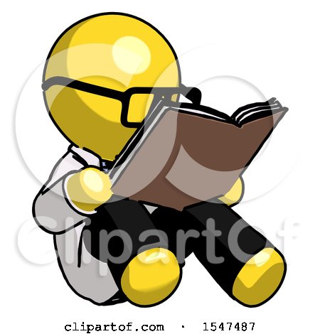 Yellow Doctor Scientist Man Reading Book While Sitting down by Leo Blanchette